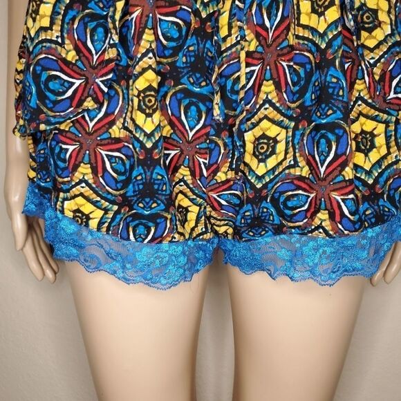 Love by Chesley blue yellow and brown mini romper - Picture 9 of 10
